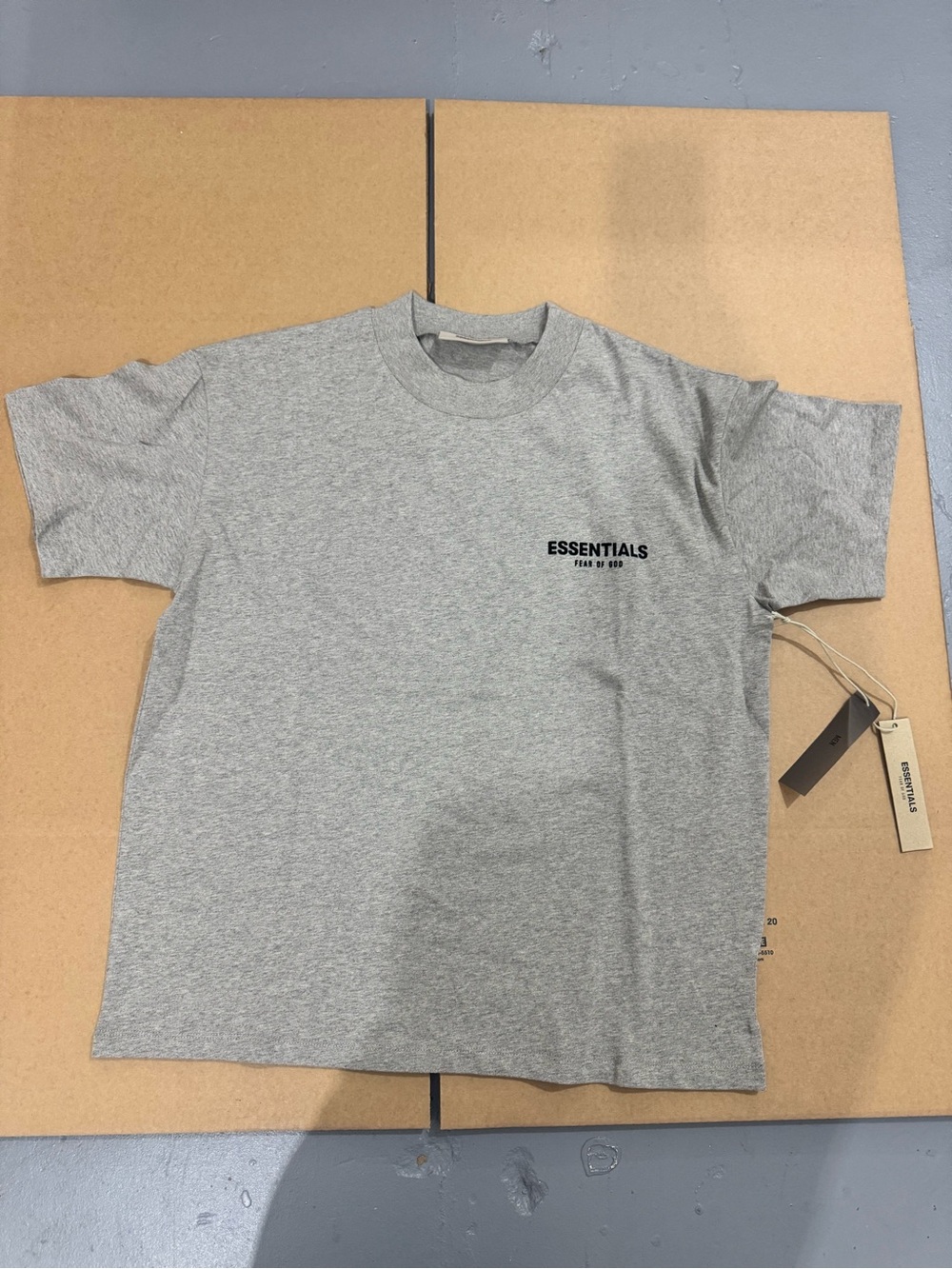ESSENTIALS Gray Crewneck Short Sleeve Logo Tee